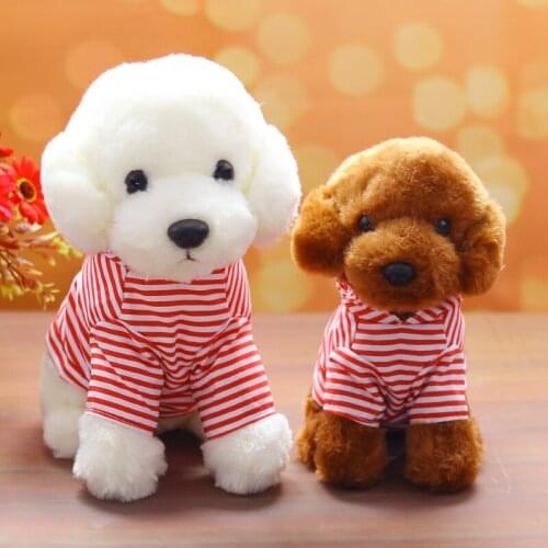 New 4 Models 21cm Kawaii Puppy Dog Stuffed Plush Toys Cute Lifelike Teddy Dog in Shirt Plush Toys Mini Dog Dolls for Kids