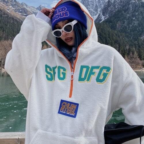 New Sweatshirts Velvet Winter Womens Brooklyn Letter Printing Hooded Female Cotton Thicken Warm Hoodies Lady Autumn Tops Hot