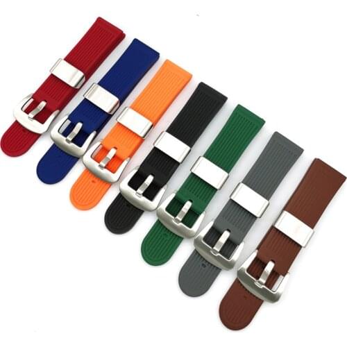 22mm Diving Rubber Watch Strap for Seiko Waterproof Silicone Sport Wrist Band Bracelet Watchband with Metal Buckle Loop Ring