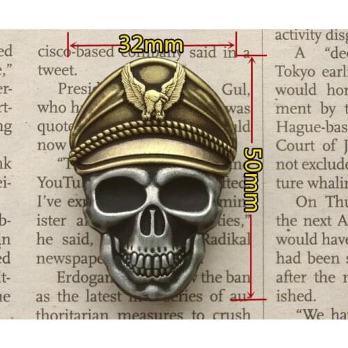 Luxury Skeleton Officer Motorcycle Club Badge SKULL Eagle Wing Biker Brooches For clothes Hat Retro Metal Collar Pin Brooch