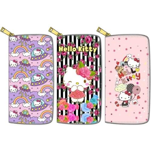 Sanrio hello kitty PU Long Zipper Wallet Cartoon Coin Purse girl boy card holder Clutch coin bag