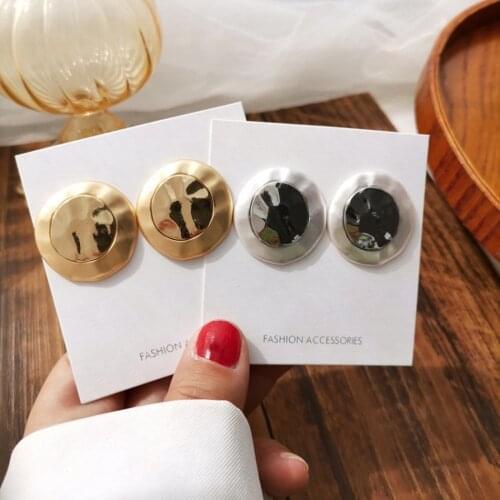 2021 Fashion Accessories Matte Metal Button Earrings Contracted Temperament Women Party Gift