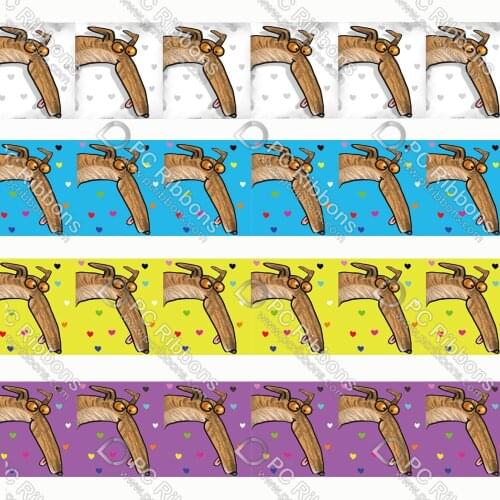 1-1/2" Cartoon Greyhound Printed Lanyard/Grosgrain/Satin Ribbon Design Customized for DIY Hair Craft Supplies Sewing 50 Yard