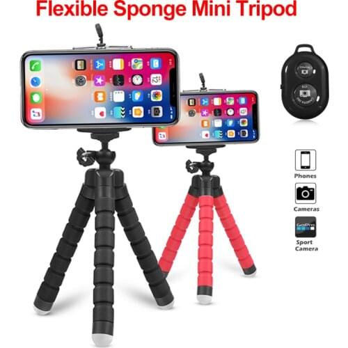 Tripod Phone Holder Clip Stand for Universal Phone Flexible Sponge Mini Tripod With Bluetooth Remote Shutter For iPhone Camera