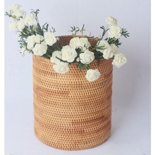 Nordic Decor Home Decoration Accessories Rattan Woven Storage Bucket Do The Vase Pure Handmade Ornaments Natural Wood Furniture