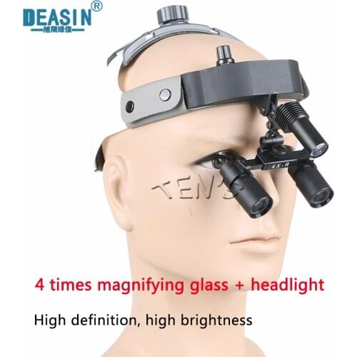 Dental 4x Magnify Led Light Surgical Magnifier Dental Leather Headband Surgeon Operation Headlight Equipement Tools