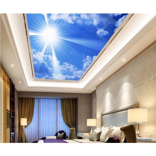 Sun blue sky white clouds zenith ceiling frescoes 3d ceiling murals wallpaper sky ceiling wallpaper
