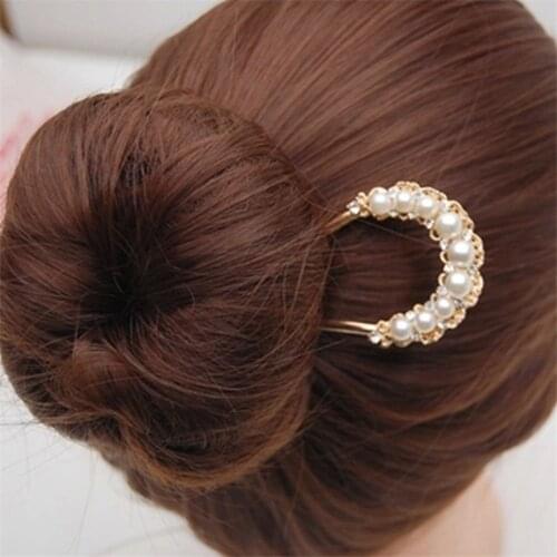 Ahmed Jewelry Fashion Lovely Gold Color Sweet White Pearl Hair AccessorHair Rope Sticks Headwear Hair Accessories for Ladies 16