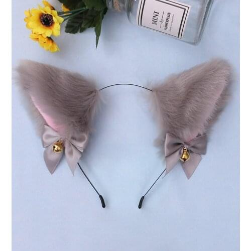 Women Beautiful Masquerade Halloween Cat Cosplay Cat Ear Anime Party Costume Bow Tie Bell Headwear Headband Anime