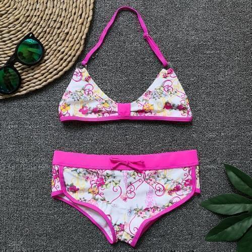 8-14 Years Girl Bikini Kids Swimwear Print Teenage Girl Swimsuit Two Piece Childrens Swimwear Big Girls Bathing Suit Beachwear