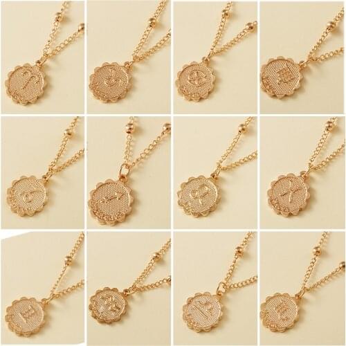 Female Star Zodiac Sign 12 Constellation Necklace Dainty Aries Cancer Sign Pendant Necklace Birthday Personalize Charm Jewelry