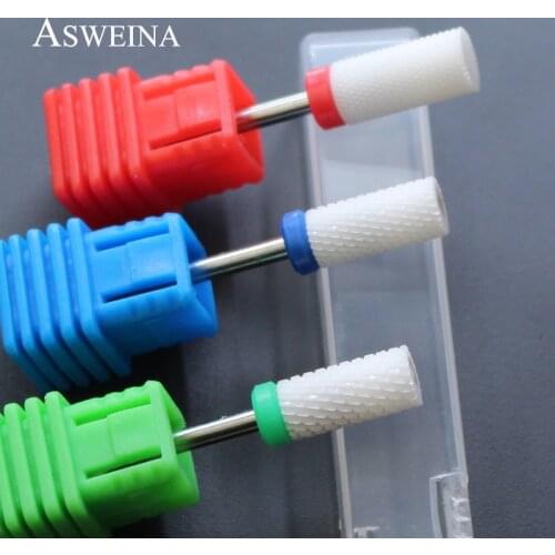 ASWEINA 1Pcs Professional 3 Sizes Available Ceramic Nail Bit Nail Art File Tool For Electric Drill Manicure Pedicure Machine
