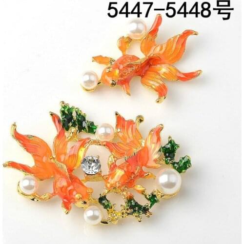 20pc Gold Color Pearl Crystal Enamel Oil drop Goldfish Charm Pendant For Brooch Jewelry DIY Wedding Handmade Jewelry Making