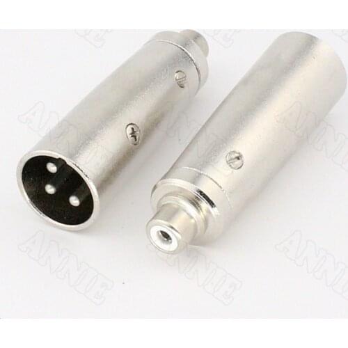 30pcs/lot J3P 3 Pin XLR Male To K RCA Socket 1RCA Male/XLR Female 3 Pole Conventer