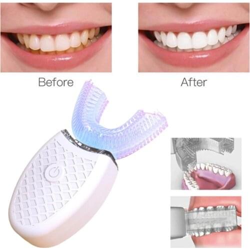 360° Wireless Automatic Electric Sonic Toothbrush Teeth Whitening Silicone Brush TSLM1