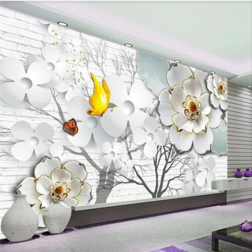 Custom wallpaper 3d peony butterfly 5D stereo carved background wall decoration painting mural 9d decorative painting wallpaper