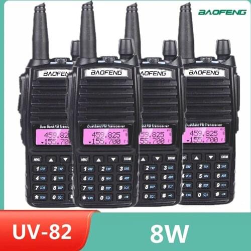 4pcs Upgrade Baofeng UV-82 8W UHF VHF Walkie Talkie Amateur CB Radio Transceiver 10KM High Power Long Range Ham Radio Station