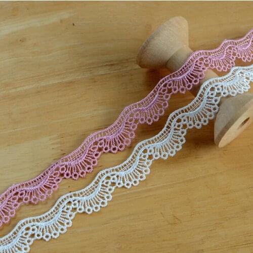 5 Meters Flower Embroidered Lace Trim Grey Pink Ivory Lace Ribbon Fabric Sewing Craft For Costume Hat Shoes Decoration 1.5cm