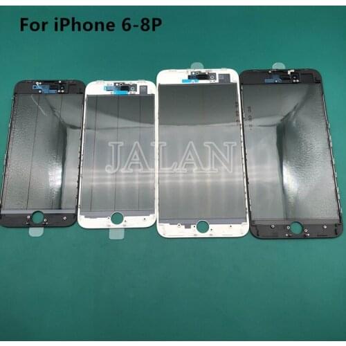 5pcs 4 in1 Glass Frame For IP 6 7 8 With Oca Polarizer Front Outer Glass Lcd Touch Panel Repair For IP X Screen Replacement