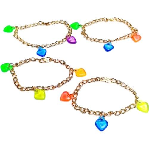 6 pcs heart pendant with bracelet Girl Princess Carnival Toy novelty birthday party favors gift toy Pinata bag filler carnival