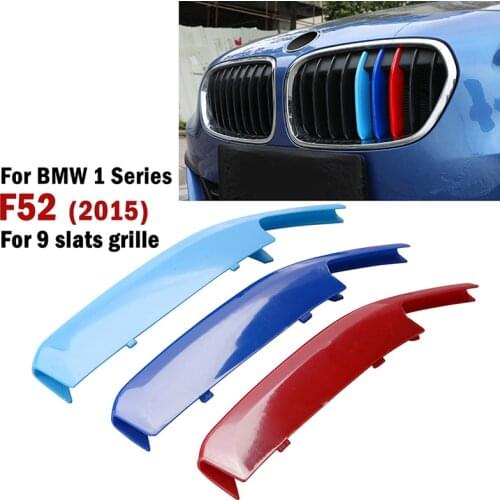 9 Slats Kidney Front Grill Grille Decal Stripe Cover Clip Trim Fit For BMW 1 Series F52 2017-2019 M-Sport Decorative Parts