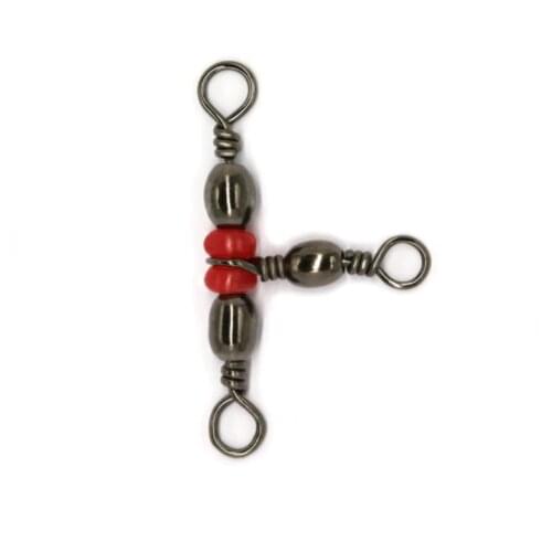 AZJ 100Pcs/lot 3 Way Fishing Lure Connector Rolling Brass Barrel Triple Swivels Bearing Solid Ring Fishing Tackle Accessory