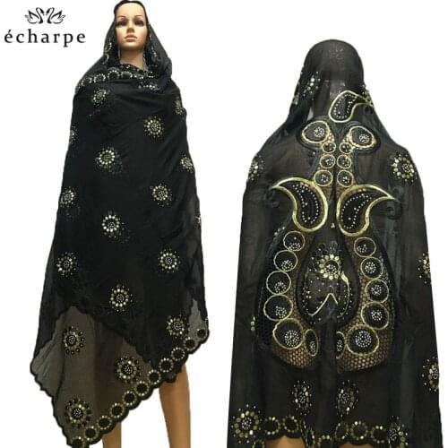 100% Cotton Big Scarfs Nice Embroidery on the Back Multifunctional Scarfs for African Women EC134