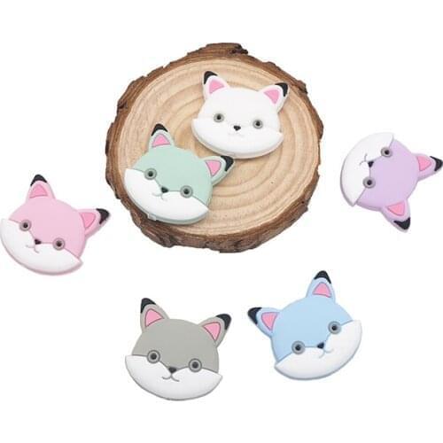 Chenkai 50PCS BPA Free Fox Silicone Beads Baby Animal Teething Bead For DIY Infant Necklace Bracelet Pacifier Chain Newborn Gift