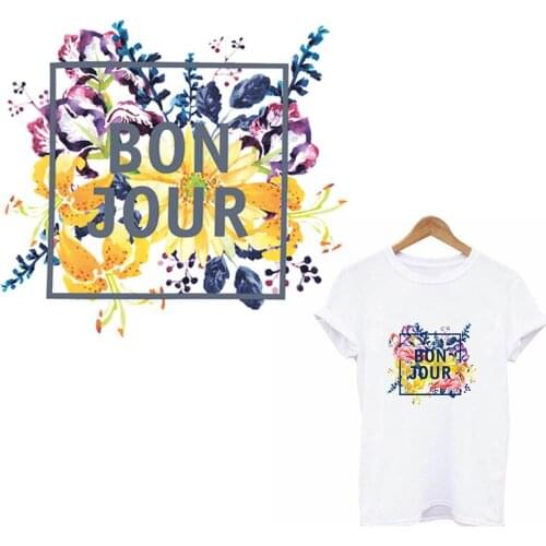 Flower Applique Letter Clothing Stickers Iron-on Transfers For Clothing Cartoon Applique Heat Transfers For Clothes Stripes DIY