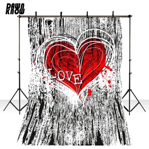 DAWNKNOW Valentine’s Day Photography Background Red Heart Photocall Wedding Photo Shoot Photographic Backdrop Photo Studio lv626