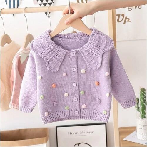 Baby Coat Girls Knitted Jacket Spring Autumn Childrens Bottoming Long-Sleeved Sweater Kids Clothes Toddler Tops