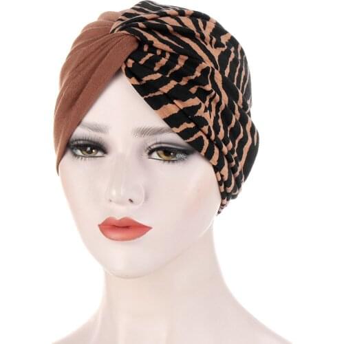 Double Color Twisted Turban Hat for Women Muslim Headscarf Bonnet Female Head Wraps Turban Femme Musulman Islamic Headwear