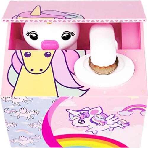 Cute Cartoon Unicorn Money Box Savings Coins Electronic Piggy Bank for Kids Girls Children Gift Toy Room Decor Pink