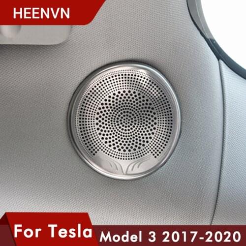 Heenvn New For Tesla Model 3 Accessories Front Column Roof Horn Hood Model3 Speaker Cover Decorative Sequins For Model Three Car