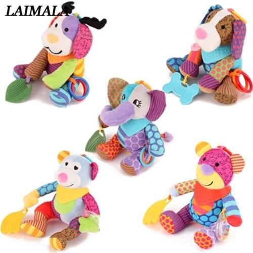 Dog/Bear/Deer Baby Rattles Toys Infant Stroller Pram Crib Lathe Hanging Plush Toys For Newborns Babies Animal Rattle Mobile Toy