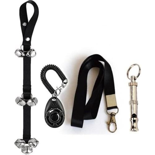 3pcs/set Dog Training Toys Adjustable Dog Doorbell Rope Alarm Assist Training Clicker Ultrasonic Whistle with Rope Pet Supplies