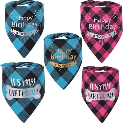 Pet Dog Cat Accessories Birthday Style Plaid Multi-Style Triangle Scarf Saliva Towel Small Medium Large Dogs Puppy Pets Supplies