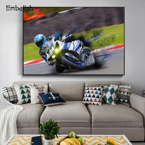 Embelish 1 Pieces Large Size Cool Motorcycle Sports Wall Posters For Living Room Modern Home Decor HD Print On Canvas Paintings