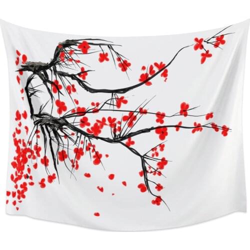Red Cherry Blossoms Flower Wall Tapestry Home Wall Decor Tapestry Bedroom Tapestry Wall Hanging Picnic Mat Yoga Mat