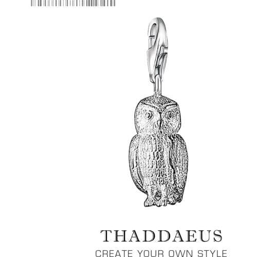 Cute Owl Pendant Charm 925 Sterling Silver Fashion Jewelry Gift Fit Bracelet Short Chain Necklace for Women Wedding Jewelry