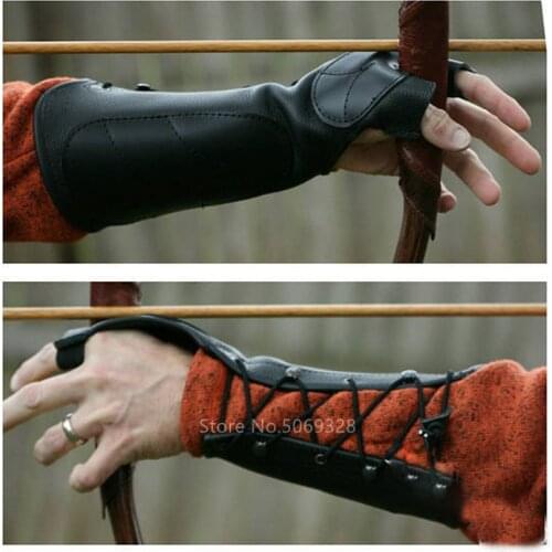 1Pc Men Medieval Cosplay Leather Armor Arm Warmers Lace-Up Viking Pirate Knight Gauntlet Wristband Bracer Steampunk Accessories