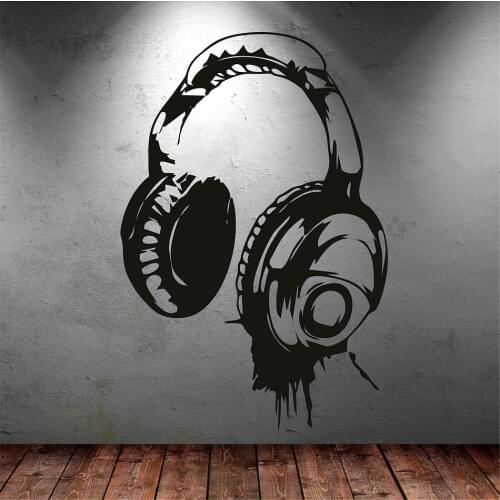 Headphones Music DJ Wall Stickers Art Design Wall Decal Boys Wallpaper Decor Kids Bedroom Mural Game Room Home Decoration D075