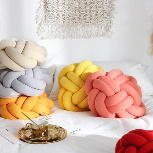 Nordic INS Modern Soft Knot String Pillow for Kids Backrest Chair Cushion Divan Bed Couch Rest Cushions Ball Plush Throw