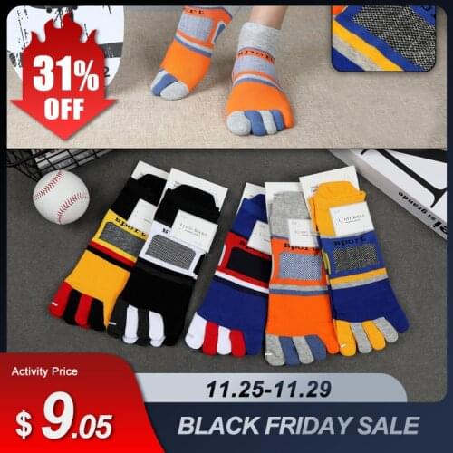 Mosodo 5pcs Split Finger Socks Men Short Tube Toe Socks Cotton Five Toe Sweat Absorbent Sports Socks