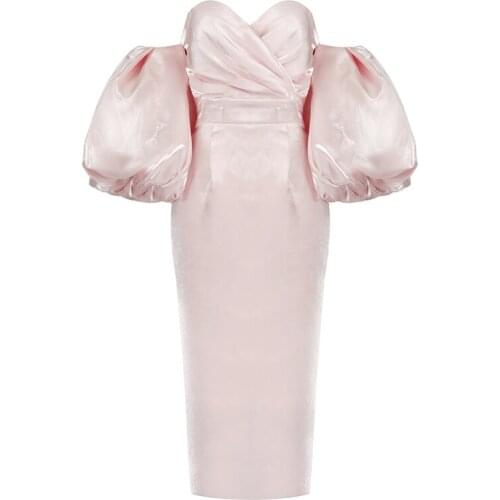 New Women Dresses Sexy Summer Autumn Ladies Clothing Party Club Celebrity Elegant Dress Puff Sleeve