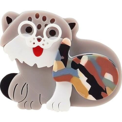 New Grey Art Cats Acrylic Brooches For Women Kids Cartoon Cute Fox Animal Badges Lapel Pins Brooches Fashion Party Jewelry Gifts