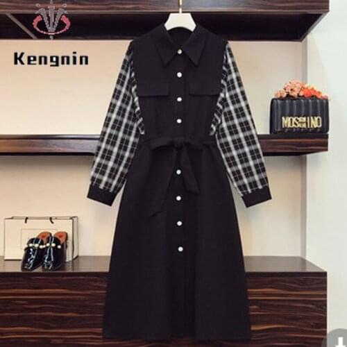 2021 Spring Autumn Women OL Dresses Fashion Stylish Suit Pleated Female Dresses Loose Office Lady Robe Elegant Robe Black Khaki