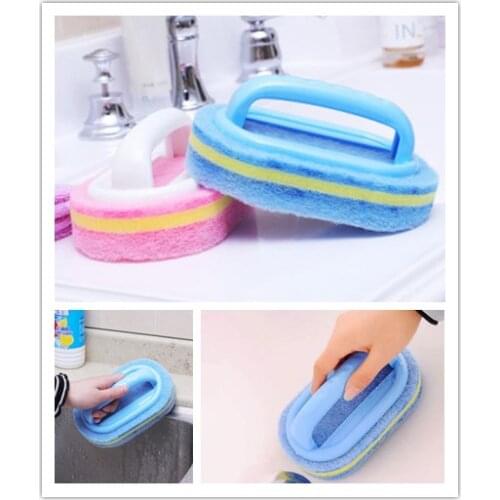 Plastic Handle Sponge Bath Bottom Kitchen Cleaning Bathroom Toilet Kitchen Glass Wall Cleaning Bath Brush