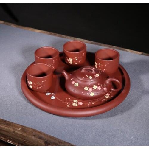 Authentic famous painting plum blossom incense oblate recommended a complete set of tea set custom gift set the teapot
