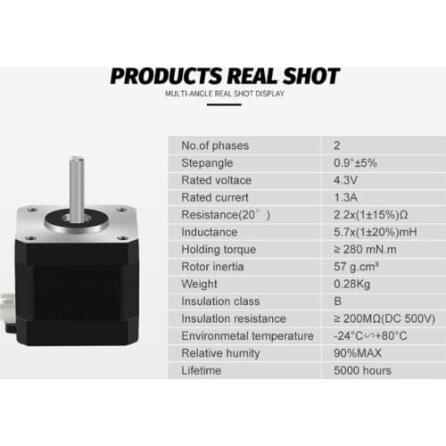 YYDS Nema17 Stepper Motor 0.9 degree motor 42 Motor Nema 42BYGH 1.5A 38mm 17HS4401 17HS4401S Pulse value 4-lead for 3D printer